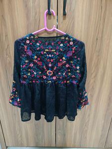 Embroidered Floral Top