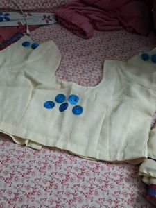 Elegant White &amp; Blue saree