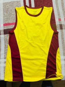 Yellow & Maroon Active Tank Top