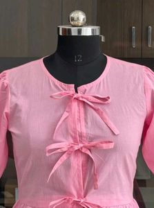 Pink Peplum Bow Top