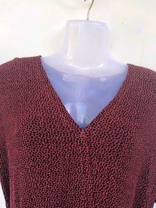Burgundy V-Neck Dress