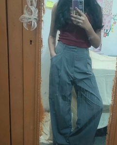 Stylish Grey And Olive Green Pants Set