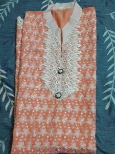 Peach Embroidered Kurta