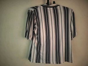 Striped Tie Neck Top