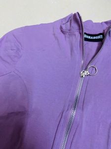 Purple Zip-Up Crop Top
