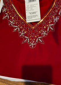 Embroidered Red Kurti