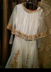 Women Long Gown Poncho Set