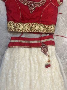 Red &amp; White Lehenga Choli (kids)