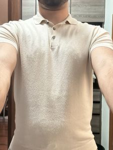 Zara Men's Beige Polo Shirt