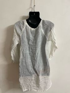 Cotton Soft White Kurti Short