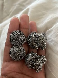 Silver Jhumka Earrings