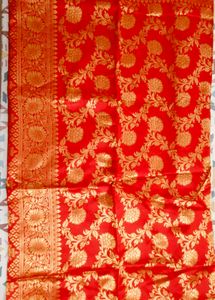 Red Floral Banarasi Silk Saree