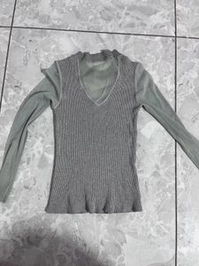 ELLE Gray Knit Top