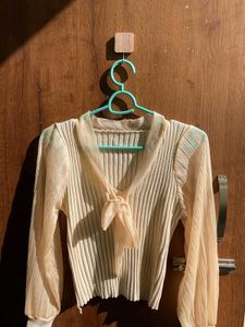 Chic Cream Tie-Front Top