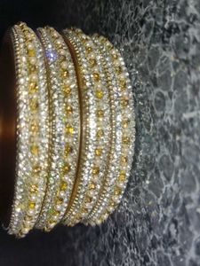 Set of Four Gold &amp; Rhinestone Bangles