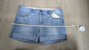 White Embroidery Denim Shorts