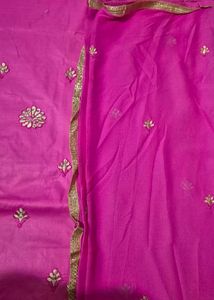 Pink Embroidered Dress Material