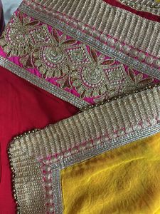 Red &amp; Yellow Embroidered Sari