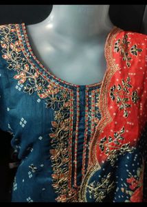 Embroidered Kurti with Dupatta