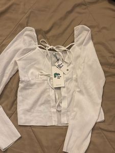 White Tie Up Top