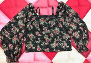 Black floral top