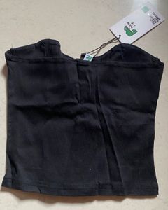 Newme Black Buttoned Corset Top