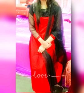 🌸Red Gown With Pant And Dupatta🌸
