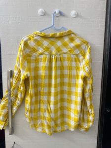 Butter Yellow Checks/Plaid Shirt Y2K style