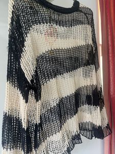 Striped Crochet Knit Top