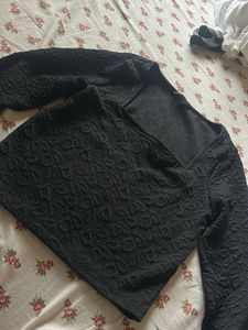 Textured Black Crop Top