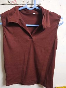 Sleeveless Polo Top