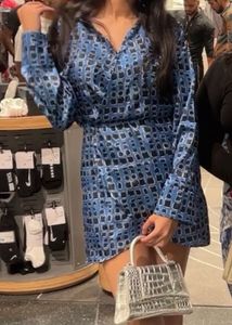 Satin printed Collar Summer dress
