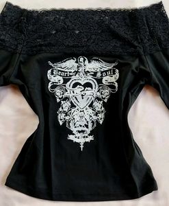 Black Lace Trim Top