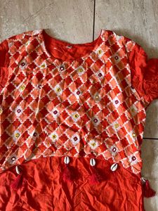 Orange Patterned Kurta