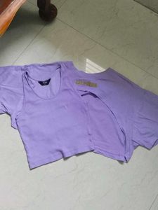 Cute Purple Crop Top Set