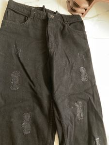 Distressed Black Denim Jeans