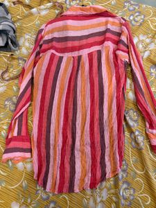 Oversized Striped Button-Up Shirt