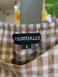 Women’s Brown Gingham Check Peplum Crop Top