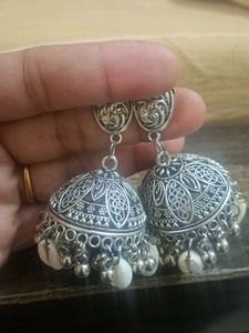 Silver Jhumka Earrings