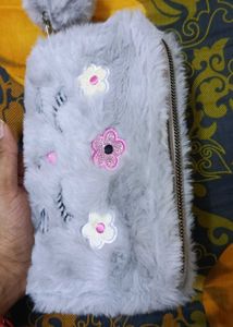 Floral Plush Pouch