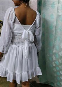 White Sheer Mini Dress