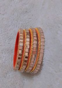 Gracefully Bangles with the mirror peices design