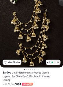 Sanjog Gold Plated Pearls Layered Ear Chain Mattil