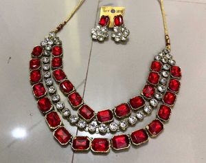 Red Stone Necklace Set