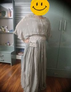 Grey Dress with gold belt