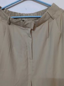 Beige Wide-Leg Trousers