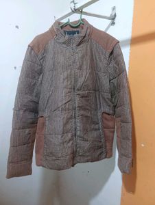 Brown Striped Padded Jacket