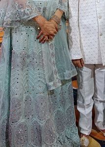 Light Blue Lehenga Mirror Work
