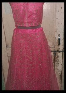 Pink Embroidered Lehenga Choli Set