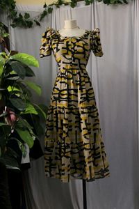 Abstract Print Chiffon Midi Dress